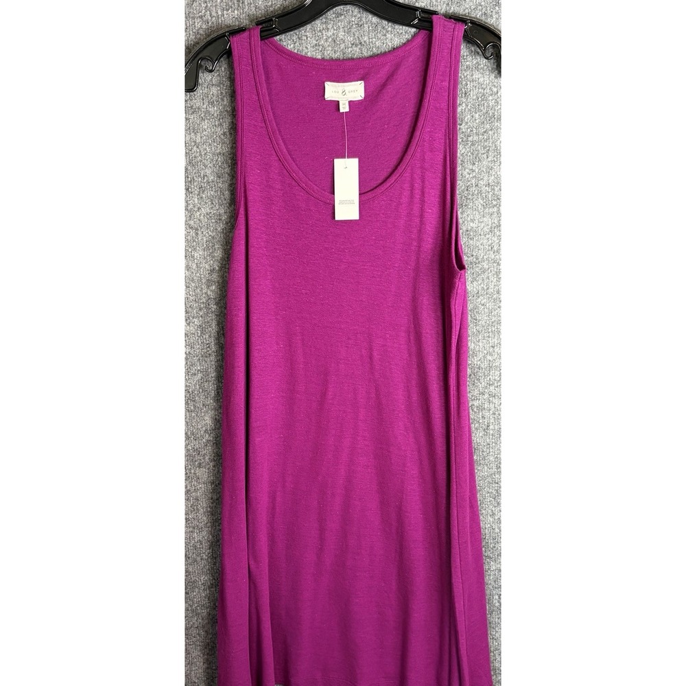 Lou & Grey Tank Dress Women M Magenta Sleeveless Linen Blend Casual 21187568